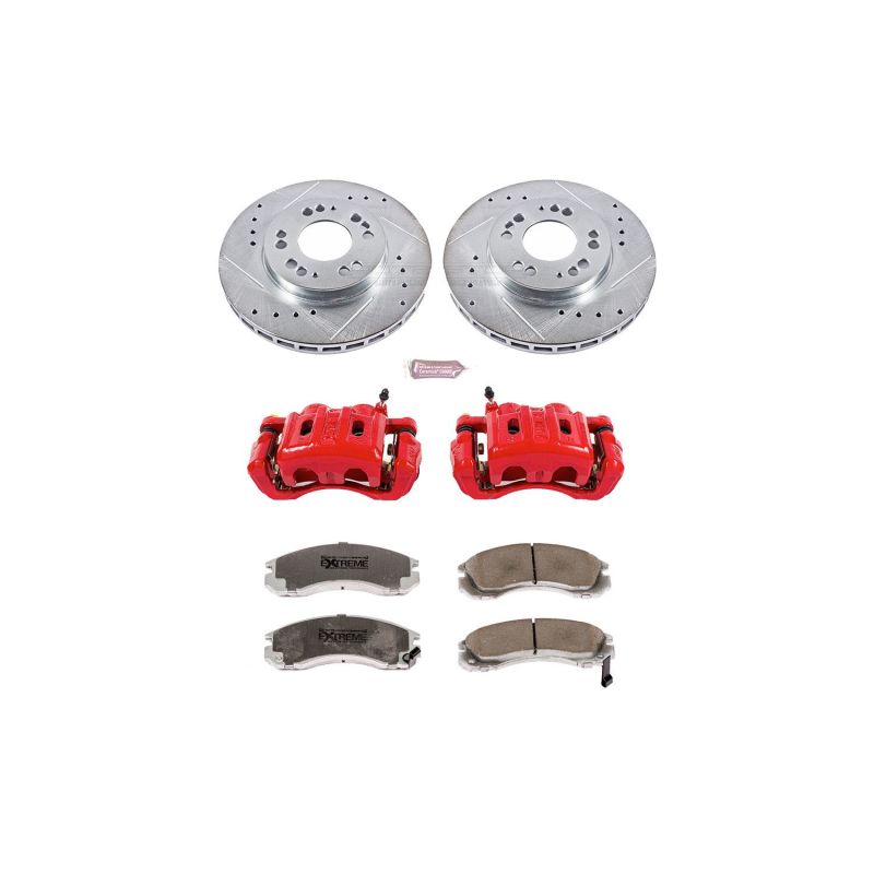 Mitsubishi Galant Brake Kit - Front - PowerStop - Drilled/Slotted Rotors + Carbon-Fiber Ceramic Pads + Powder Coated Calipers - `99-`00 Mitsubishi Galant Brake Kit - Front - PowerStop - Drilled/Slotted Rotors + Carbon-Fiber Ceramic Pads + Powder Coated Calipers - `99-`00