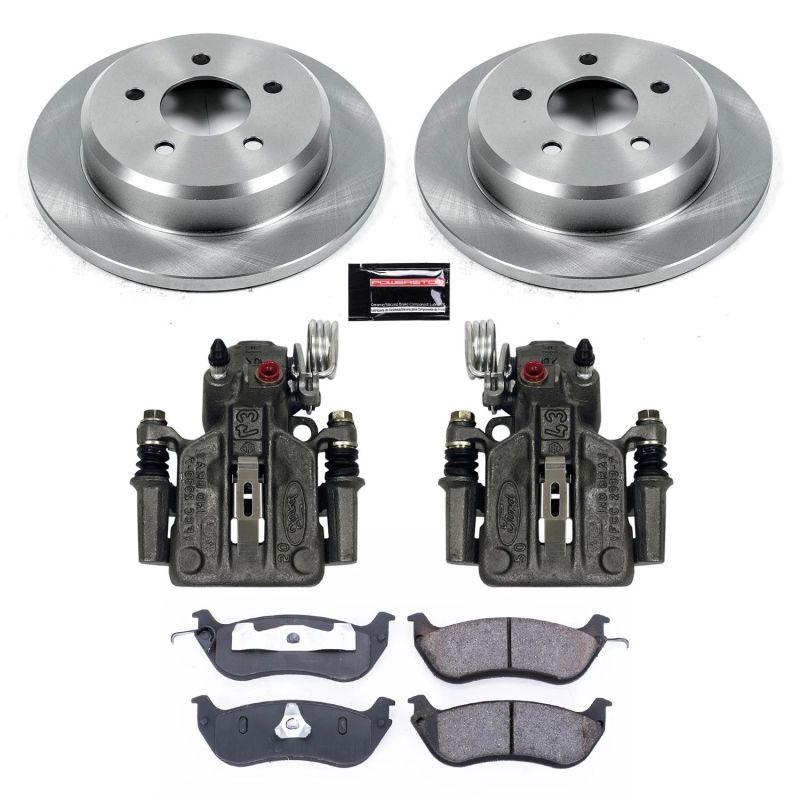 Ford Crown Victoria Brake Kit - Rear - PowerStop - Autospecialty Rotors + Evolution Ceramic Pads + Non-coated Calipers - `96-`02
