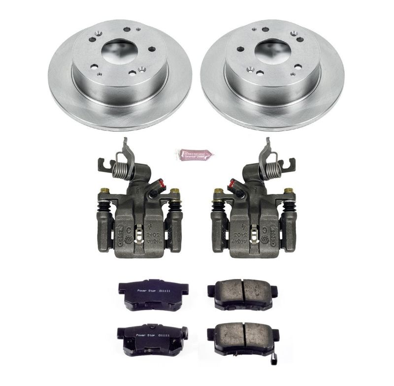 Honda Accord Brake Kit - Rear - PowerStop - Autospecialty Rotors + Evolution Ceramic Pads + Replacement Calipers - `98-`02