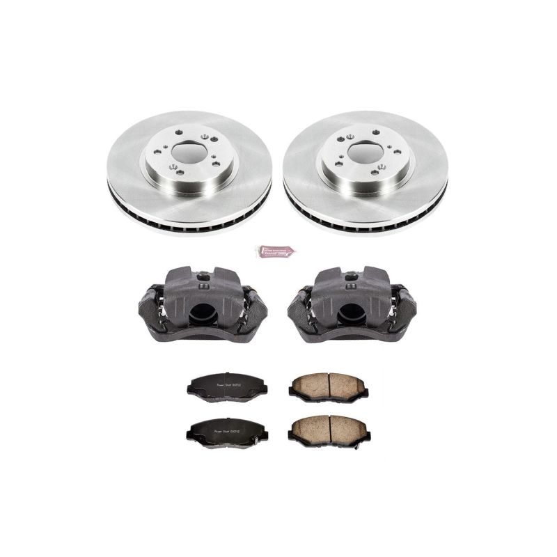 Honda Pilot Brake Kit - Front - PowerStop - Autospecialty Rotors + Evolution Ceramic Pads + Non-Coated Calipers - `03-`08