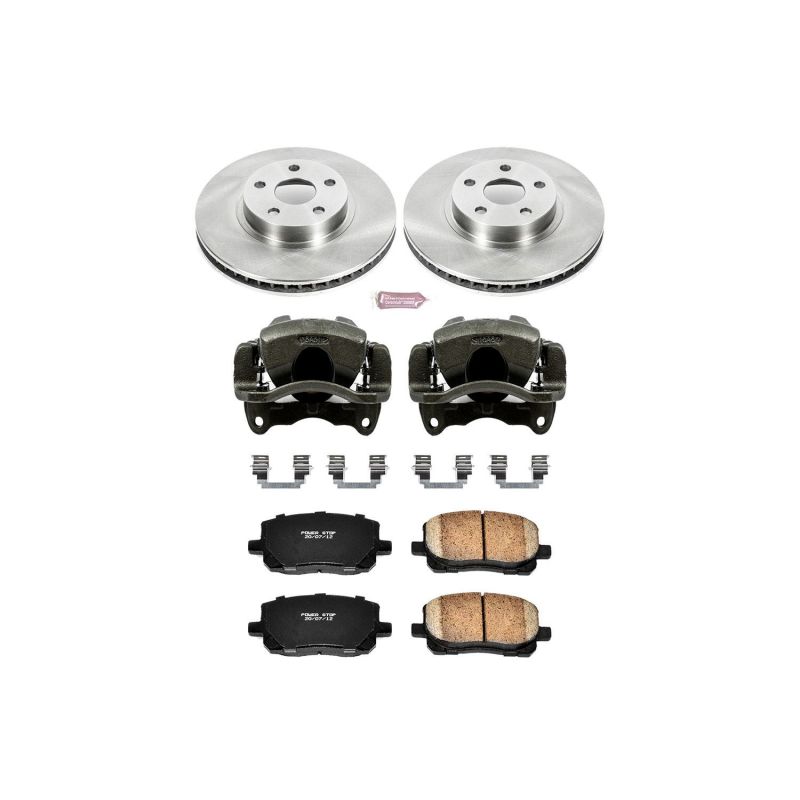 Pontiac Vibe Brake Kit - Front - PowerStop - Autospecialty Rotors + Evolution Ceramic Pads + Replacement Calipers - `03-`08