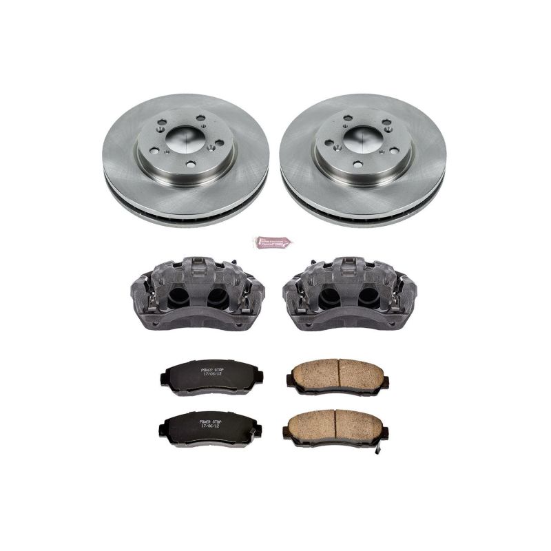 Honda Odyssey Brake Kit - Front - PowerStop - Autospecialty Rotors + Evolution Ceramic Pads + Replacement Calipers - `05-`10