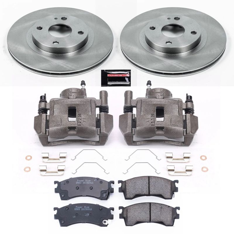 Mazda Protege Brake Kit - Front - PowerStop - Autospecialty Rotors + Evolution Ceramic Pads + Non-coated Calipers - `99-`00