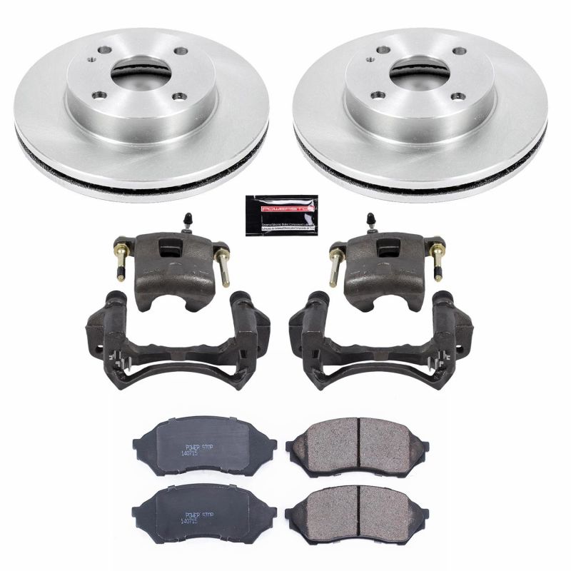 Mazda Protege Brake Kit - Front - PowerStop - Autospecialty Rotors + Evolution Ceramic Pads + Non-coated Calipers - `99-`01