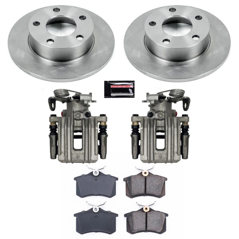 Volkswagen Passat Brake Kit - Rear - PowerStop - Autospecialty Rotors + Evolution Ceramic Pads + Replacement Calipers - `99-`05