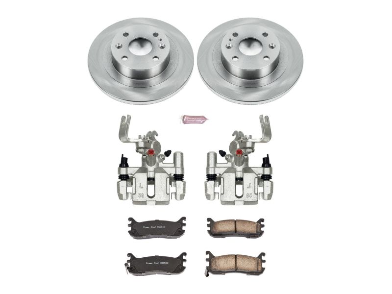 Ford Escort Brake Kit - Rear - PowerStop - Autospecialty Rotors + Evolution Ceramic Pads + Replacement Calipers - `97-`03