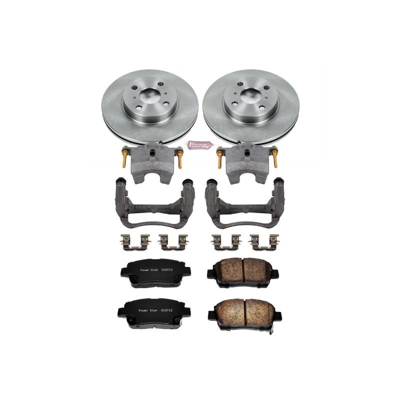 Toyota Echo Brake Kit - Front - PowerStop - Autospecialty Rotors + Evolution Ceramic Pads + Non-Coated Calipers - `01-`05