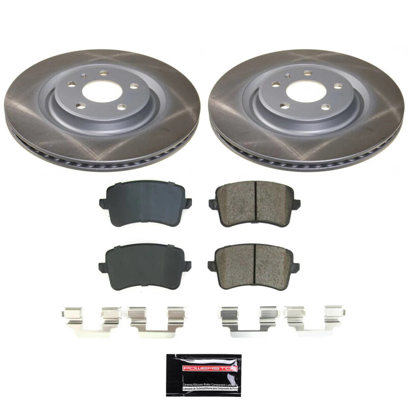Ford Escape Brake Kit - Front + Rear - PowerStop - OE Stock Replacement Low-Dust Ceramic Brake Pads + Autospecialty Rotors + Evolution Premium Coated Drums + Brake Shoes - `01-`07