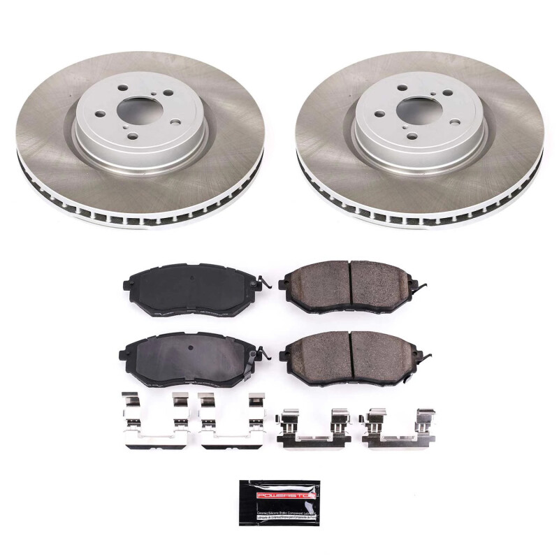 Toyota Corolla Brake Kit - Front + Rear - PowerStop - Autospecialty Rotors + Z17 Evolution Plus Ceramic Pads - `05-`06