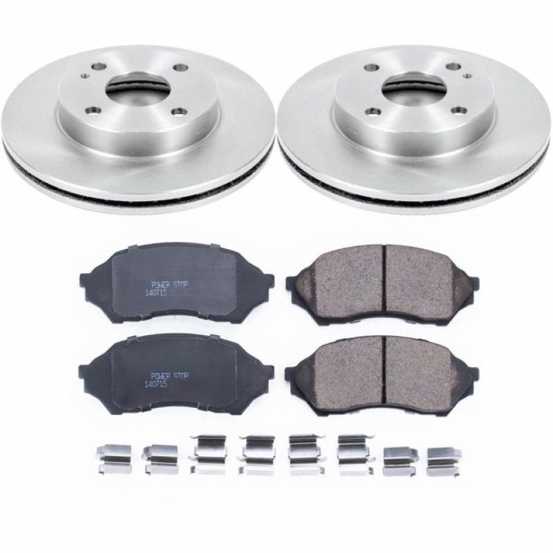 Mazda Protege Brake Kit - Front - PowerStop - Z17 Stock Replacement Rotors + Z17 Evolution Plus Ceramic Pads - `99-`01