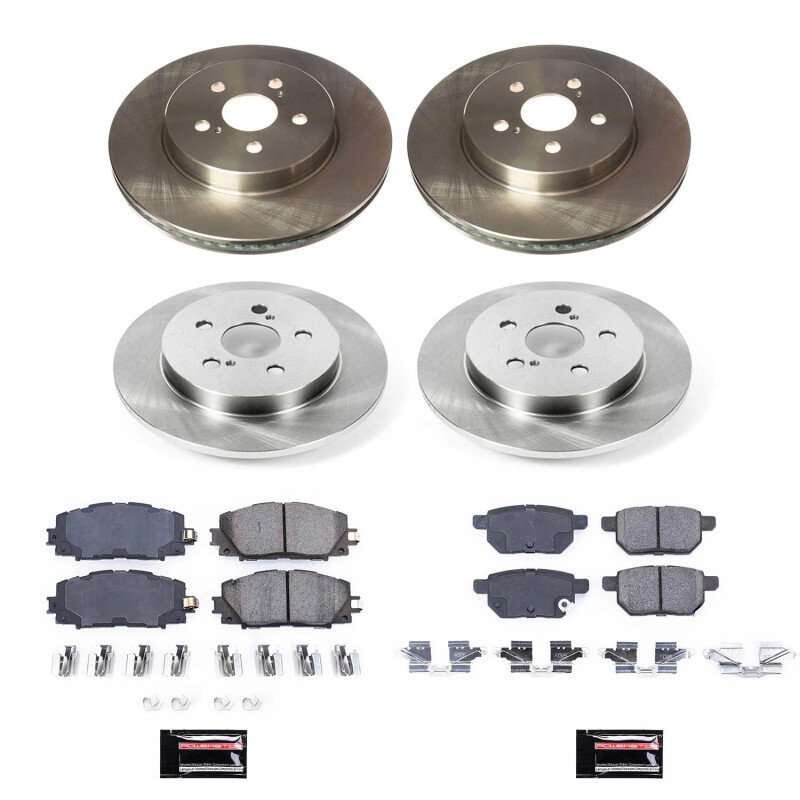 Toyota Prius Prime Brake Kit - Front + Rear - PowerStop - Z17 Stock Replacement + Autospecialty Rotors - `20-`22