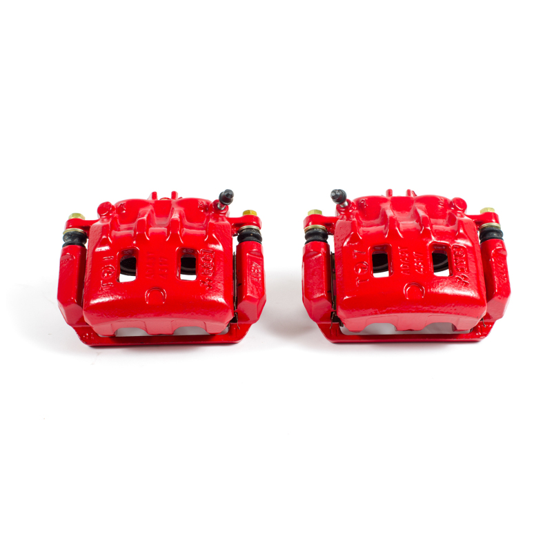 Subaru Impreza Performance Brake Caliper - Front - PowerStop - High-Temp Red Powder Coated with Bracket - Red - `98-`01