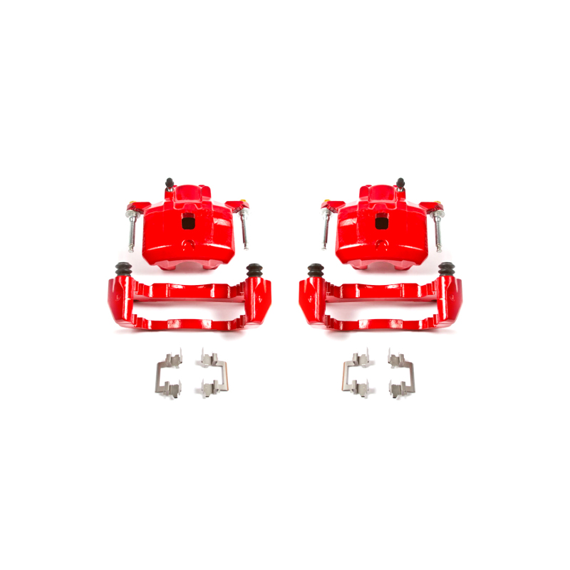 Chrysler Sebring Brake Calipers (2) - Front - PowerStop - Red Powder Coated Calipers - Red - `01-`05