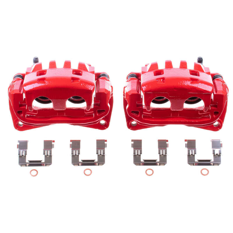 Subaru Baja Brake Caliper Pair - Front - PowerStop - High-Temp Red Powder Coated - Red - `03-`06 Subaru Baja Brake Caliper Pair - Front - PowerStop - High-Temp Red Powder Coated - Red - `03-`06