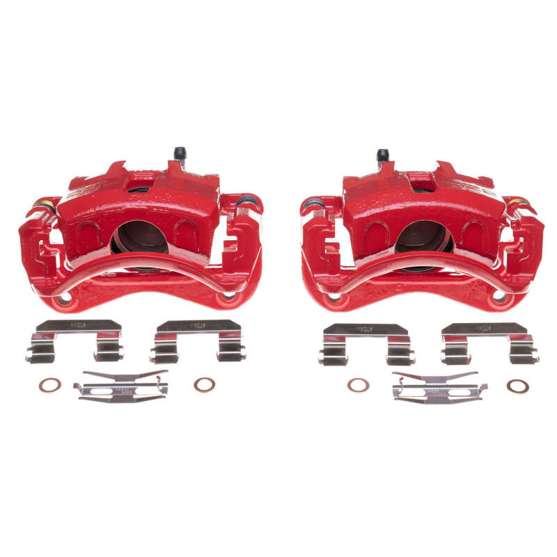 Hyundai Elantra Brake Calipers - Front - PowerStop - Floating Caliper with Bracket - Red - `03-`05