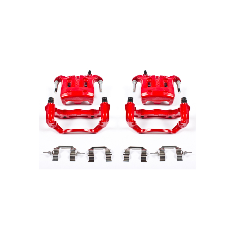 Infiniti M45 Brake Calipers - Front - PowerStop - High-Temp Red Powder Coated - Red - `03-`04
