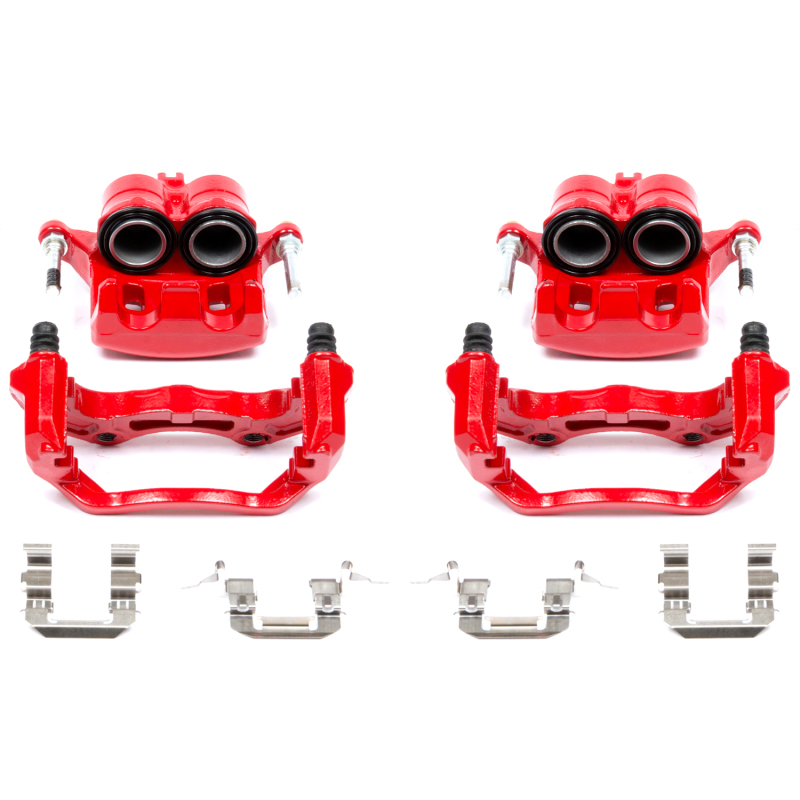 Infiniti G35 Brake Calipers - Front - PowerStop - Red Powder Coated - Red - `05-`07