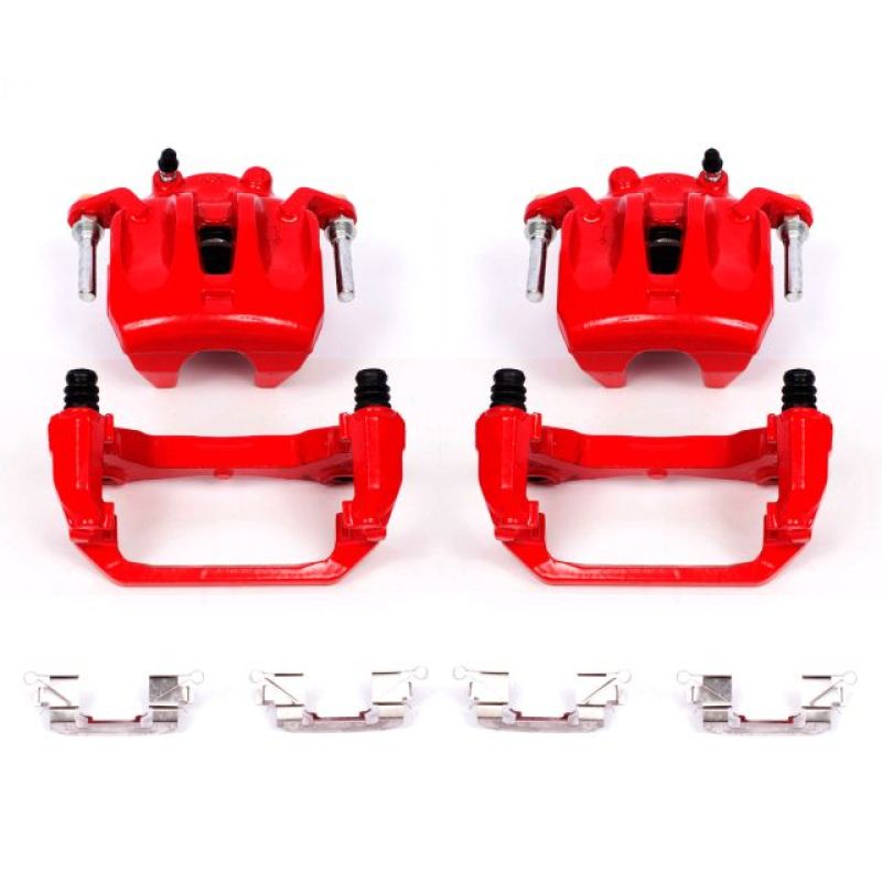 Nissan Murano Brake Calipers - Front - PowerStop - Powder Coated with Brackets - Red - `03-`07