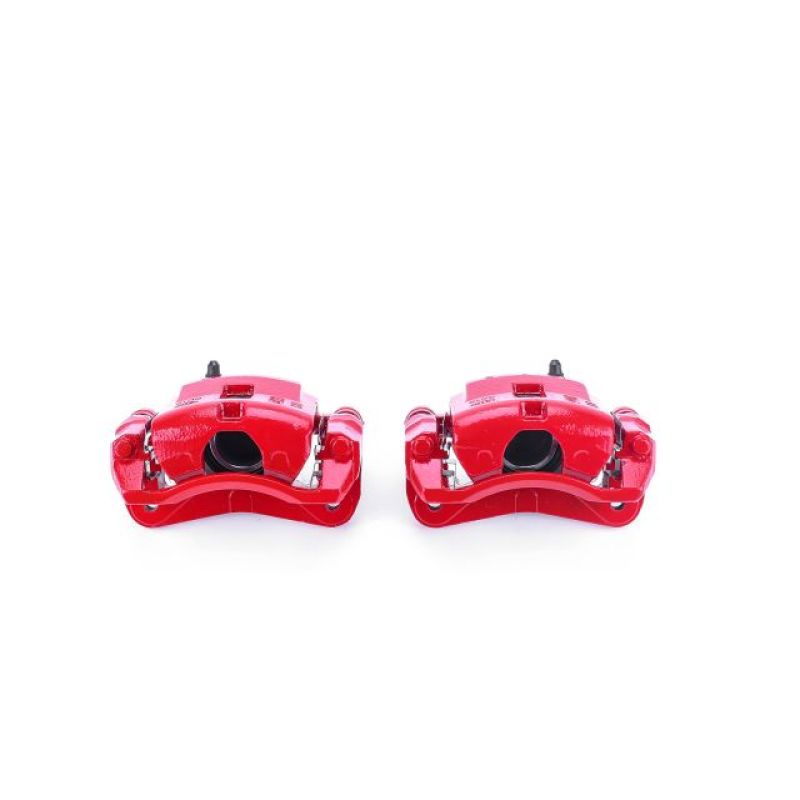 Kia Rio Brake Calipers - Front - PowerStop - Powder Coated with Brackets - Red - `03-`05