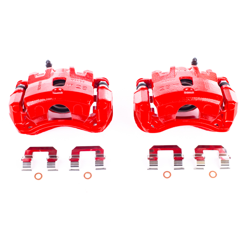 Hyundai Tucson Brake Calipers (2) - Front - PowerStop - High-Temp Red Powder Coated - Red - `05-`09