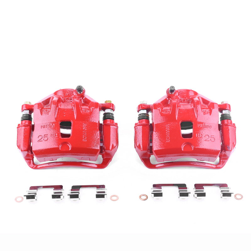 Kia Soul Brake Calipers - Front - PowerStop - Powder Coated w/ Brackets - Red - `10-`13