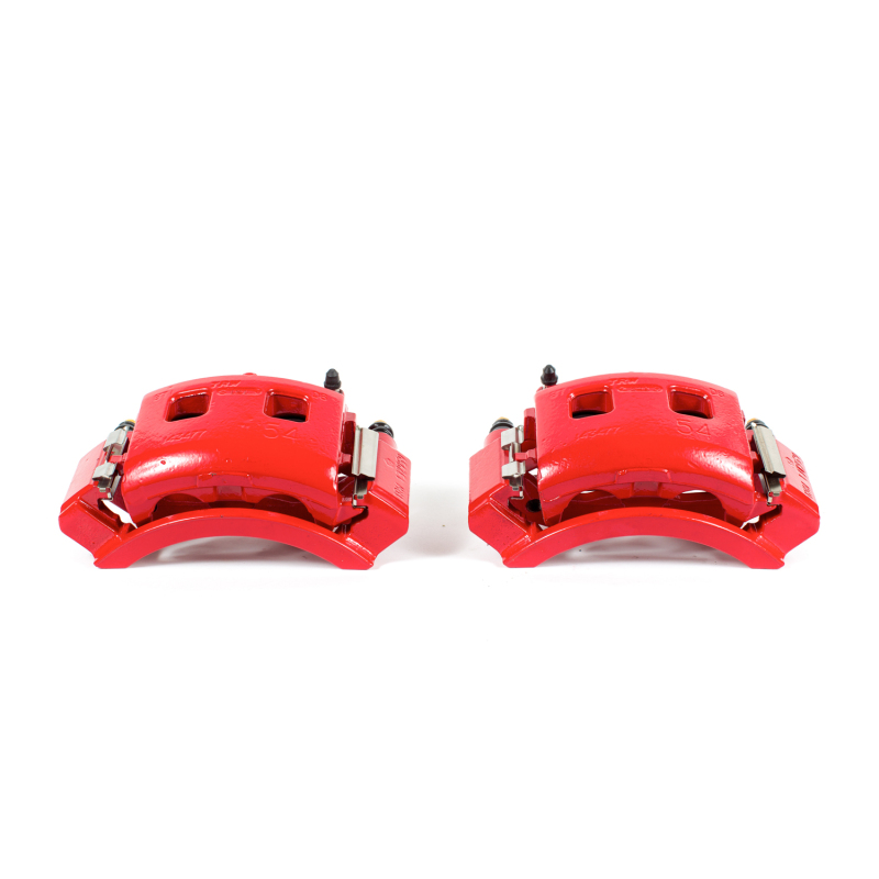Dodge Ram 1500 Van Brake Calipers - Front - PowerStop - Powder Coated with Brackets - Red - `98-`02