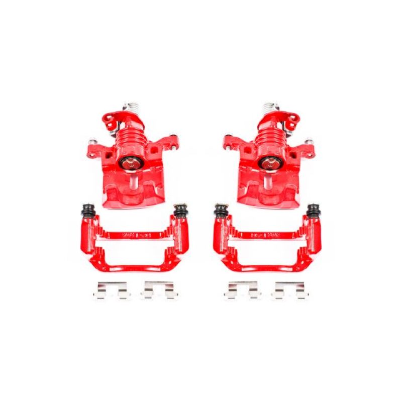 Buick Allure Brake Calipers - Rear - PowerStop - Powder Coated + Brackets - Red - `05-`09