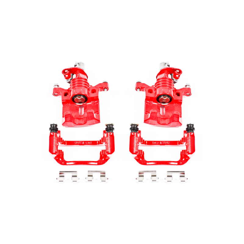 Buick Allure Brake Calipers - Rear - PowerStop - Powder Coated + Brackets - Red - `05-`09