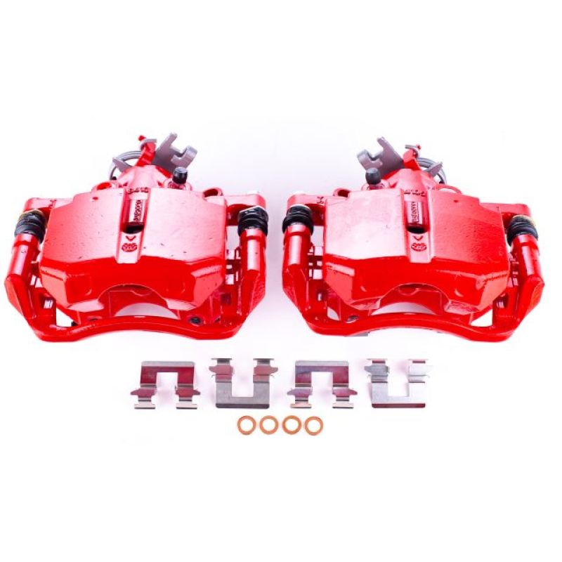 Buick Lucerne Brake Calipers (2) - Rear - PowerStop - High-Temp Red Powder Coated w/Brackets - Red - `06-`11