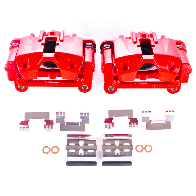 Cadillac XLR Brake Calipers - Rear - PowerStop - Red Powder Coated Calipers - Red - `06-`09
