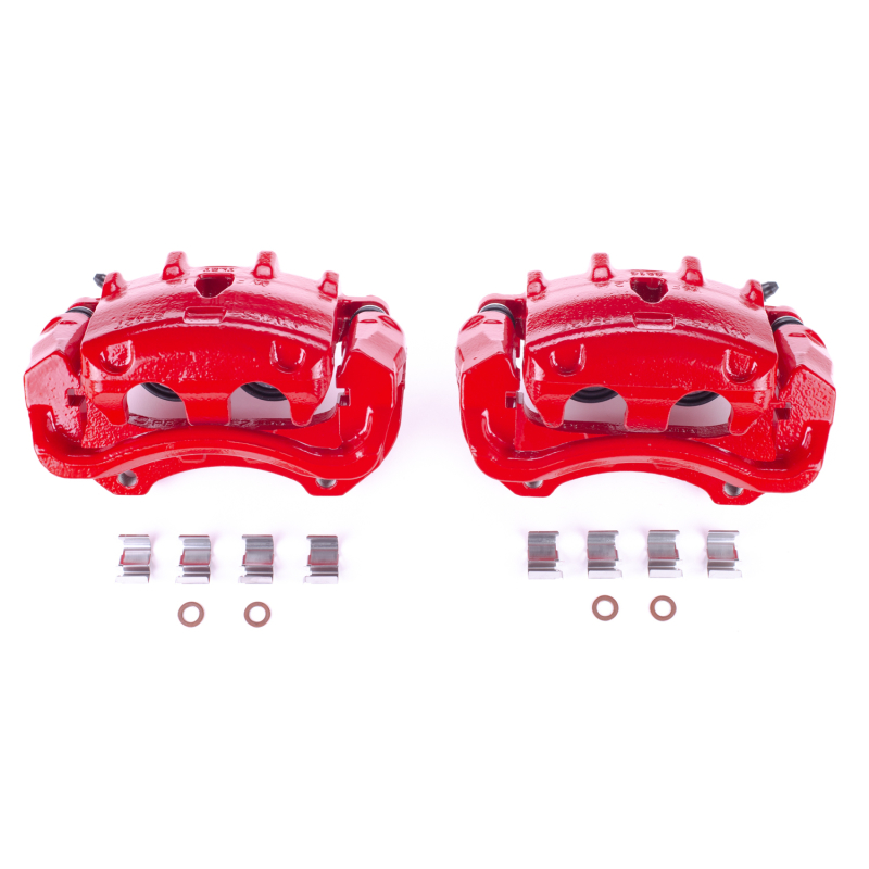 Cadillac CTS Brake Calipers (2) - Front - PowerStop - High-Temp Red Powder Coated - Red - `08-`14