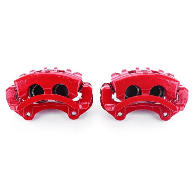 Cadillac CTS Disc Brake Caliper Set - Front - PowerStop - Powder Coated w/Brackets - Red - `08-`14
