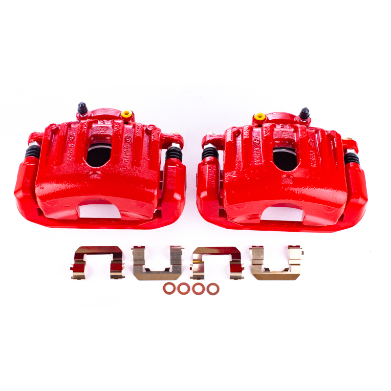Hyundai Genesis Brake Calipers - Front - PowerStop - Powder Coated - Red - `09-`11