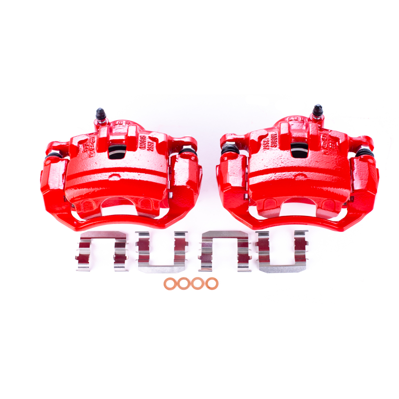 Hyundai Tucson Brake Calipers (2) - Front - PowerStop - High-Temp Red Powder Coated - Red - `10-`12