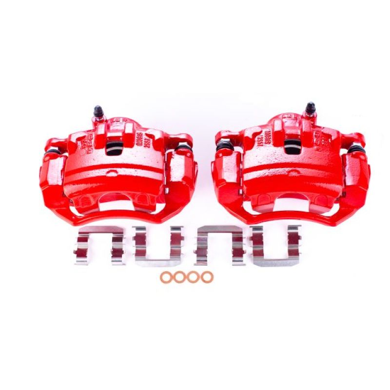 Hyundai Tucson Brake Calipers (2) - Front - PowerStop - High-Temp Red Powder Coated - Red - `10-`12