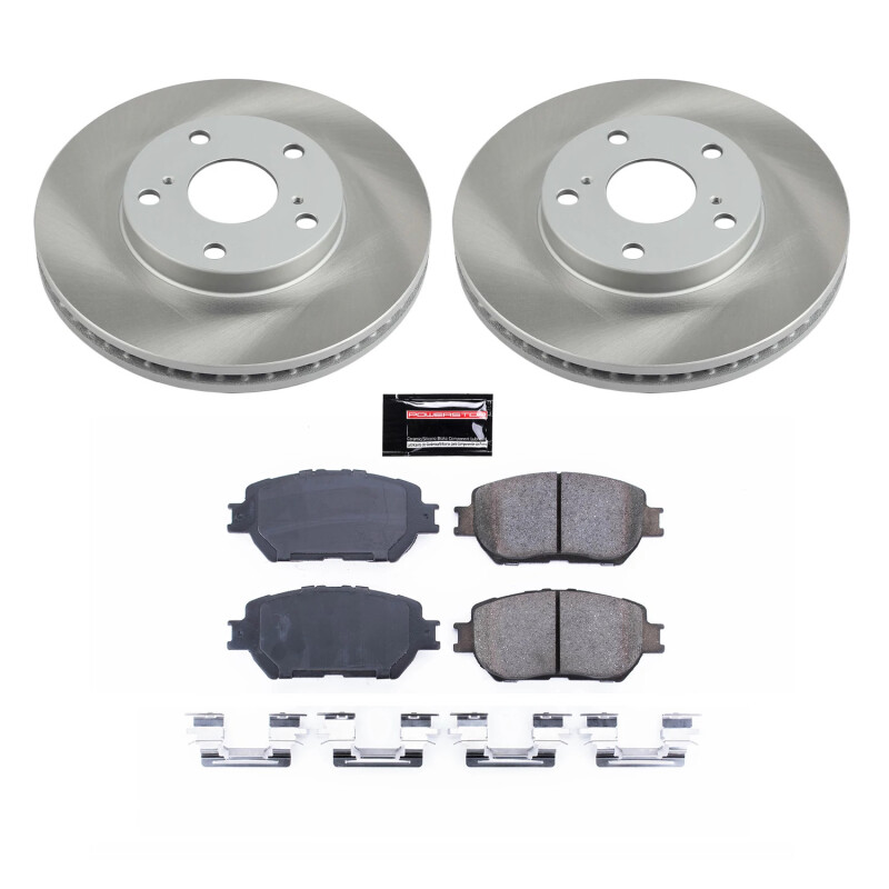 Toyota Camry Brake Kit - Front - PowerStop - Semi-Coated Rotors + Z17 Evolution Plus Ceramic Pads - Silver - `02-`06
