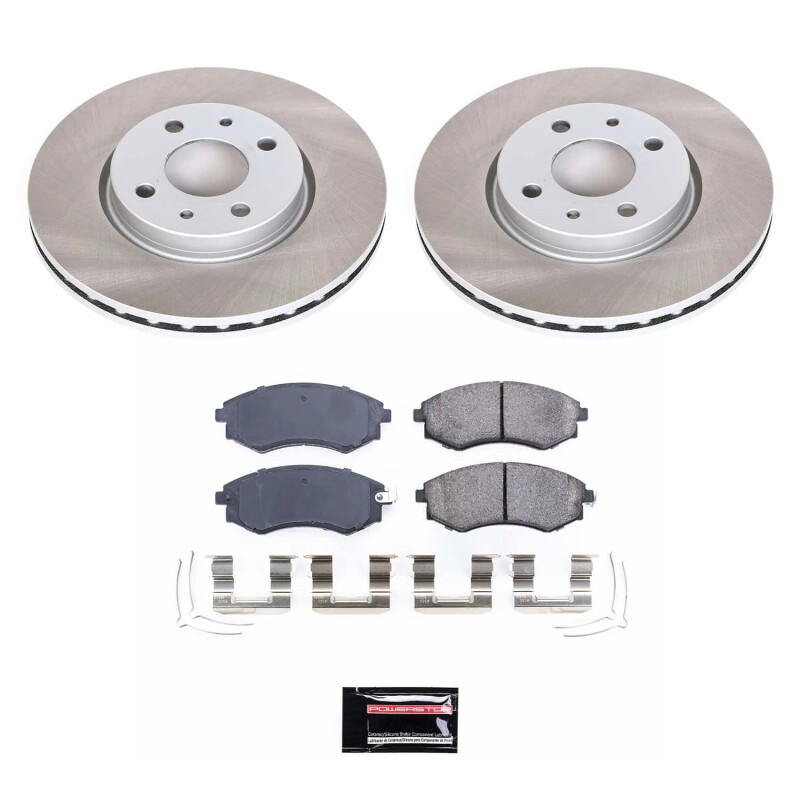 Hyundai Tiburon Brake Kit - Front - PowerStop - Semi-Coated Rotors + Z17 Evolution Plus Low-Dust Ceramic Pads - Silver - `99-`01