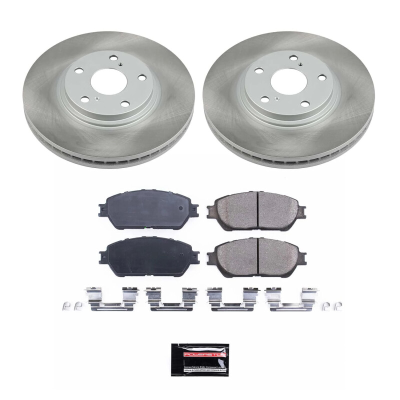 Lexus ES330 Brake Kit - Front - PowerStop - Semi-Coated Rotors + Z17 Evolution Plus Low-Dust Ceramic Pads - Silver - `04-`06