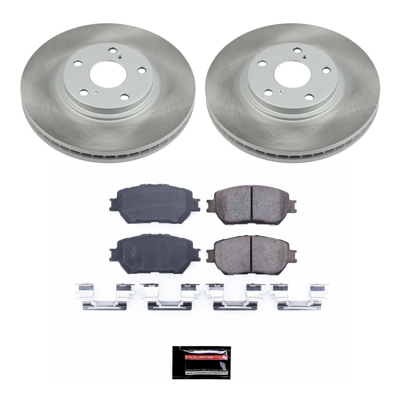 Toyota Camry Brake Kit - Front - PowerStop - Semi-Coated Rotors + Z17 Evolution Plus Ceramic Pads - Silver - `02-`04