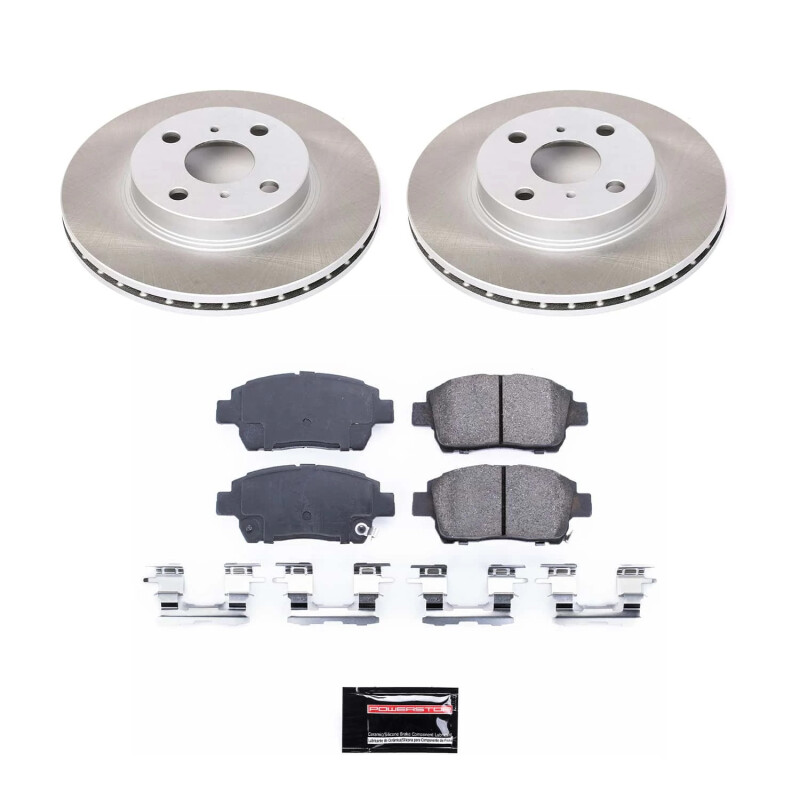 Toyota Prius Brake Kit - Front - PowerStop - Semi-Coated Rotors + Z17 Evolution Plus Low-Dust Ceramic Pads - `01-`03
