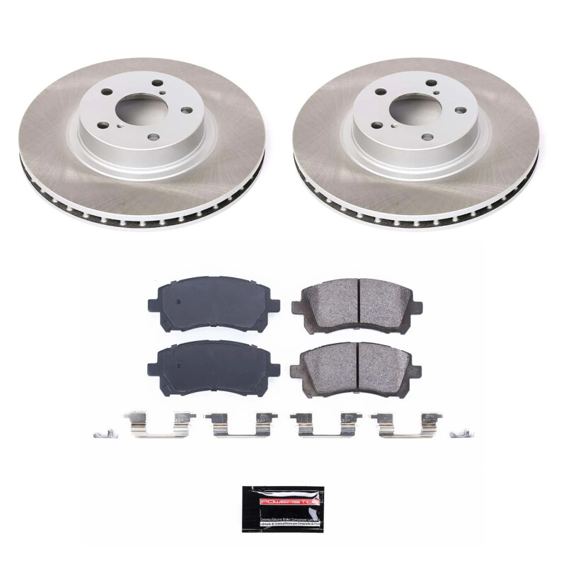 Mazda 3 Brake Kit - Front - PowerStop - Semi-Coated Rotors + Z17 Evolution Plus Ceramic Pads - `04-`13