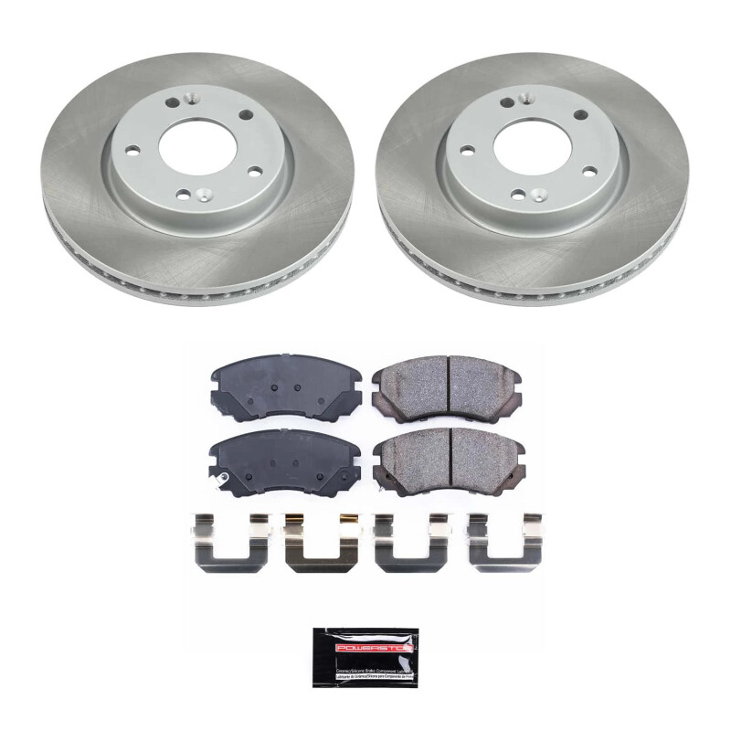Kia Sportage Brake Kit - Front - PowerStop - Semi-Coated Rotors + Z17 Evolution Plus Low-Dust Ceramic Pads - `05-`10