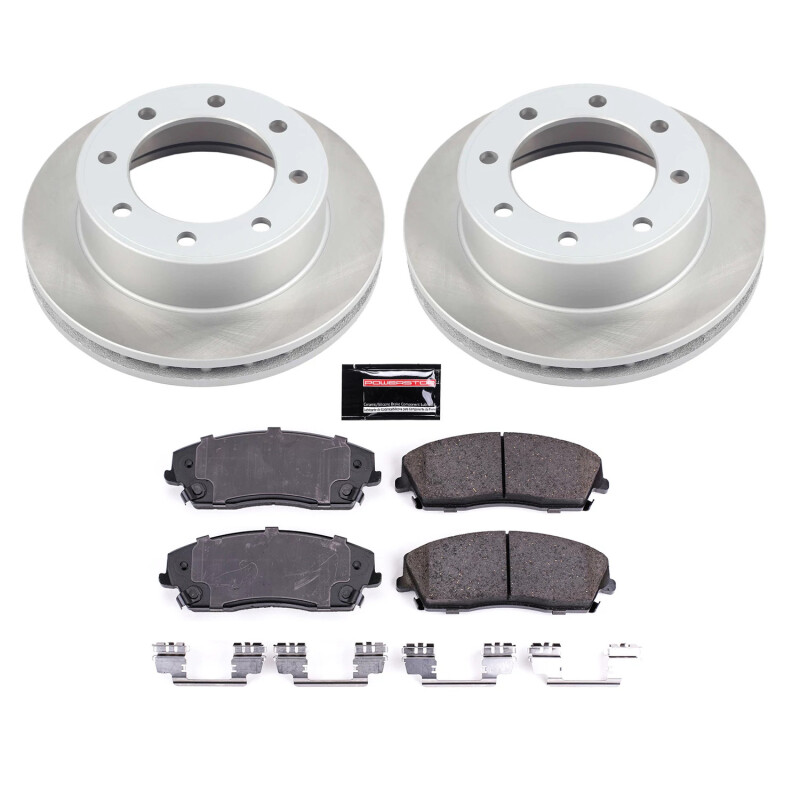 Dodge Magnum Brake Kit - Front - PowerStop - Semi-Coated Rotors + Z17 Evolution Plus Ceramic Pads - Silver - `05-`08