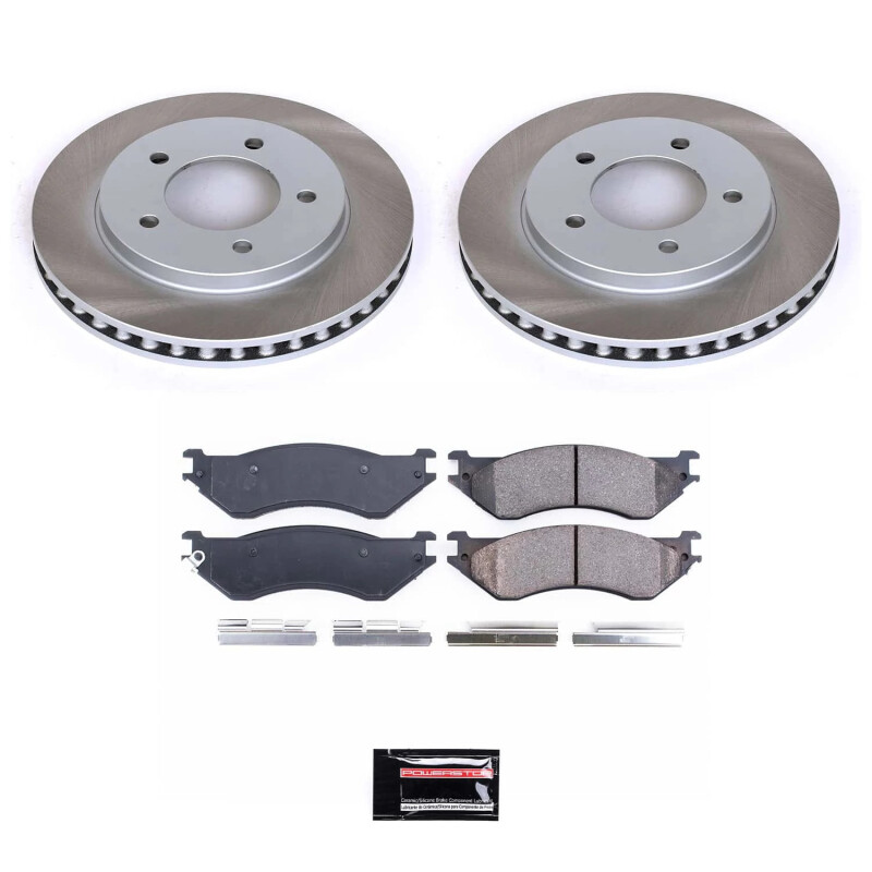 Lincoln Navigator Brake Kit - Front - PowerStop - Semi-Coated Rotors + Z17 Evolution Plus Low-Dust Ceramic Pads - `98-`02