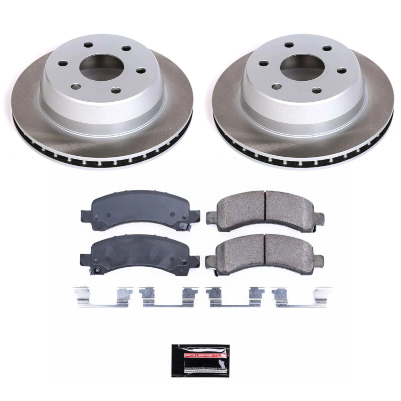 GMC Yukon XL 1500 Brake Kit - Rear - PowerStop - Semi-Coated Rotors + Z17 Evolution Plus Low-Dust Ceramic Pads - Silver - `03-`06