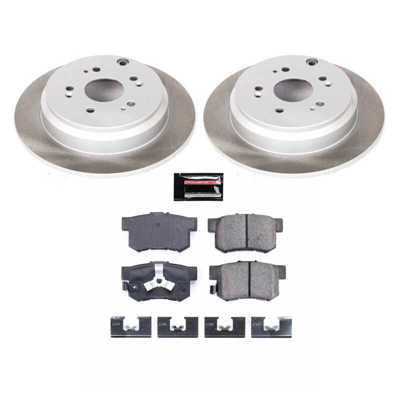 Honda CR-V Brake Kit - Rear - PowerStop - Z17 Evolution Plus Rotors + Z17 Low-Dust Ceramic Pads - Silver - `05-`16