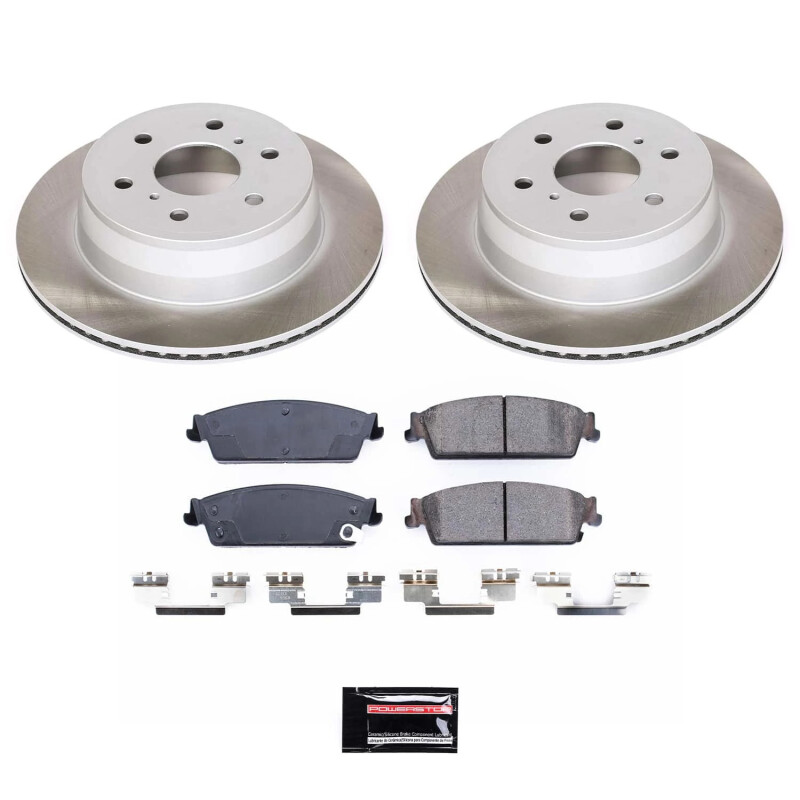 GMC Yukon XL 1500 Brake Kit - Rear - PowerStop - Semi-Coated Rotors + Z17 Evolution Plus Low-Dust Ceramic Pads - Silver - `07-`14