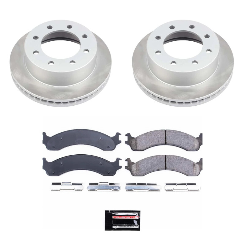 Dodge Ram 3500 Brake Kit - Front - PowerStop - Semi-Coated Rotors + Z17 Evolution Plus Low-Dust Ceramic Pads - `00-`02