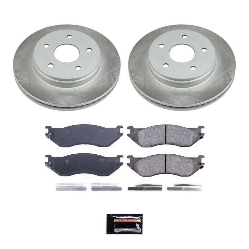 Dodge Ram 1500 Brake Kit - Front - PowerStop - Semi-Coated Rotors + Z17 Evolution Plus Ceramic Pads - Silver - 2002