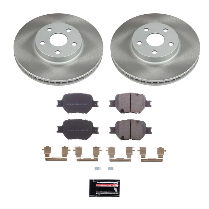 Toyota Celica Brake Kit - Front - PowerStop - Semi-Coated Rotors + Z17 Evolution Plus Low-Dust Ceramic Pads - `00-`05